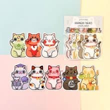 Maneki Neko Sticker Pack | Set of 8 waterproof, fortune cat stickers