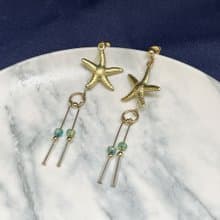 老林雜貨 | 海星琉璃流蘇耳環 (針式 / 夾式)