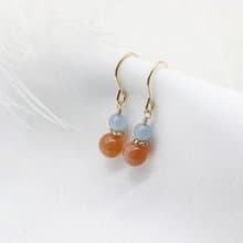 オリジナル　幸福に導くアクアマリンとサンストーンの双子ちゃんピアス　イヤリング可　3月誕生石