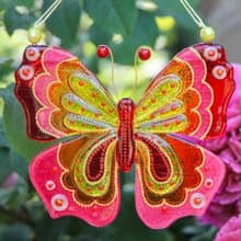 Butterfly Glass Wall Panel Suncatcher Painted Art Hanging Home Decor