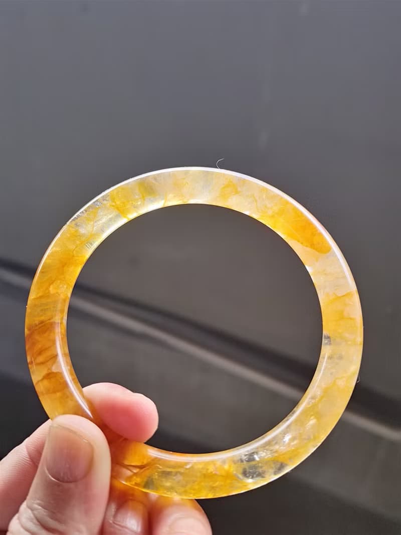 Miss feng天然石-天然黃膠花玉手鐲