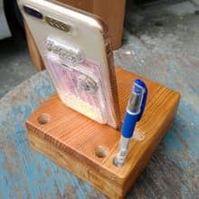 J6台灣檜木手機擴音座、名片座、筆座13.5公分x12.5公分x5.5公分