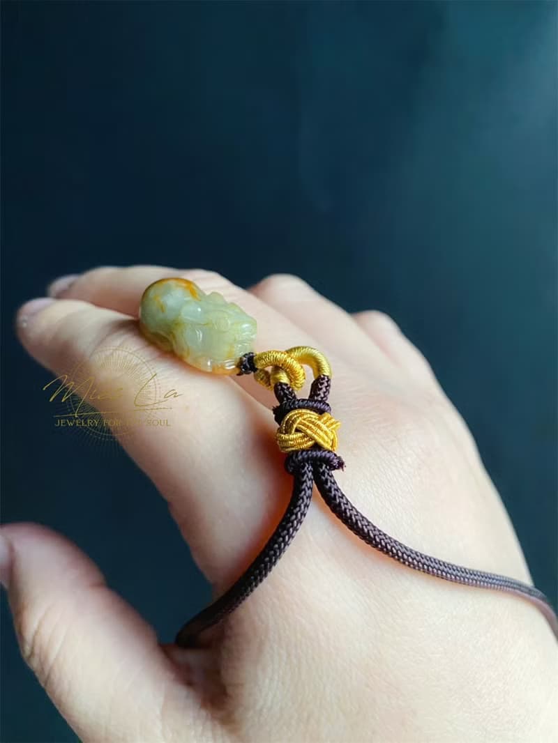 天然緬甸玉 翡翠 黃翡 招財 貔貅 護主 玉墜 項鍊 禮物 長輩禮