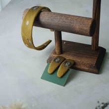 古董領帶改製手工髮箍-Fendi-學院風logo點點緹花-芥黃-寬版