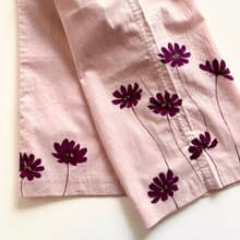 コットンパンツ・ウエスト調節可能・手描きチョコレートコスモス