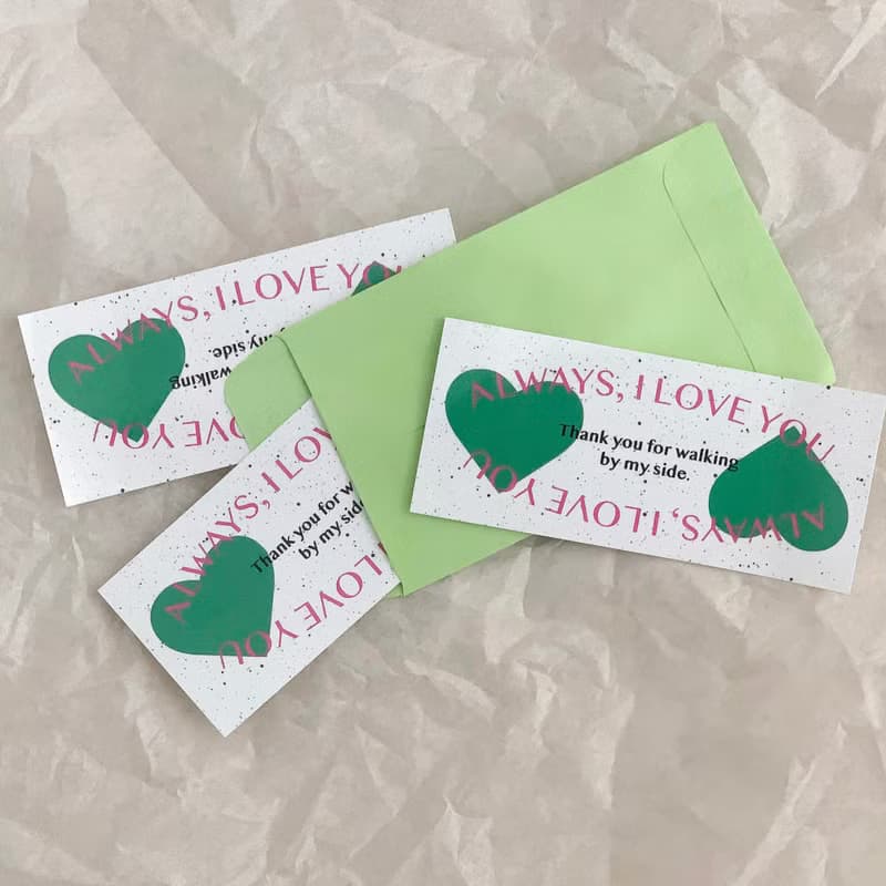 Unique green heart sticker(60ea) ステッカ