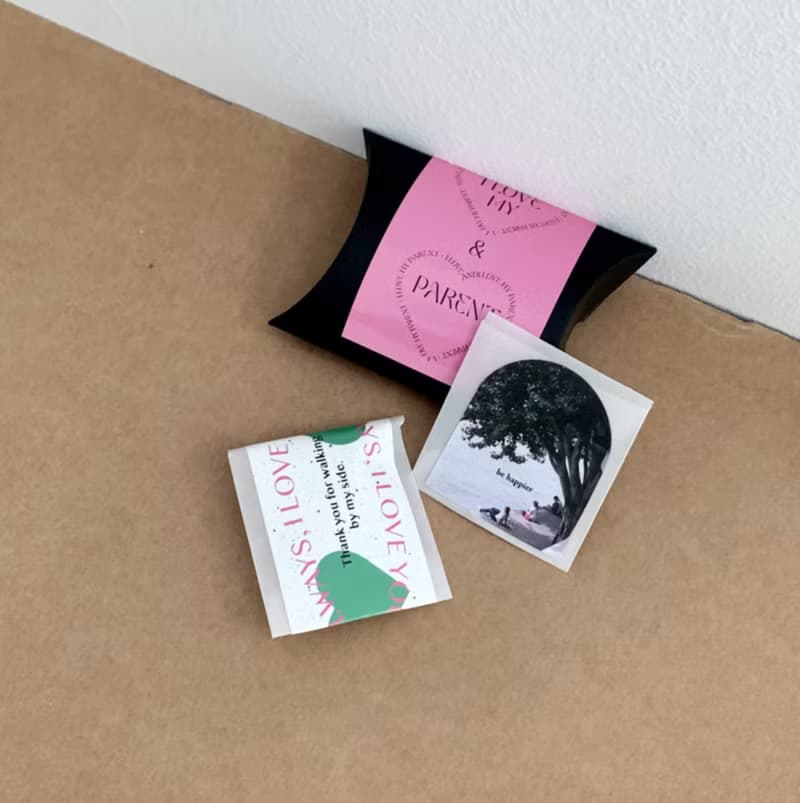 Unique green heart sticker(60ea) ステッカ