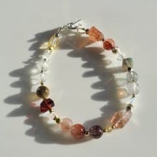 秋煙日影 | 兔毛水晶、拉長石、白水晶手鍊 925純銀