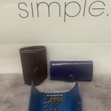 simple.man 真皮材料零錢包 鑰匙圈卡夾套裝 黑/紫/藍/啡