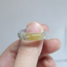 【親翠】天然翡翠 三花特殊款美手指鐲15號戒圈 畢業禮物