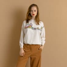 80s Vintage Graphic Print ADIDAS Woman White Sweatshirt 7877