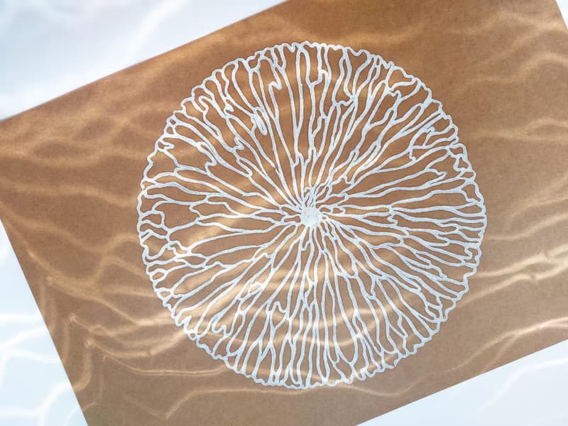 White abstract flower Linocut print Original artwork Living room wall art Nature