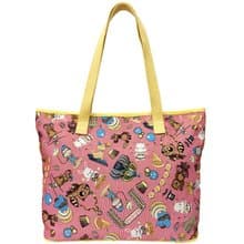 肩背托特包 大容量 / 防潑水 平織緹花 開心馬戲團(粉紅)