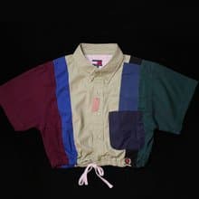 REGETHER 古著改製TOMMY HILFIGER 拼接縮腰襯衫-02