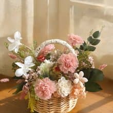 【永生花禮】杏桃色永生花籃/開幕花禮/升遷花禮/謝師花禮