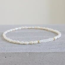 手環 珍珠 月光石 水晶 - 落葉 -