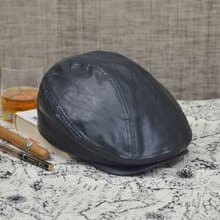狩獵帽 超輕真皮鴨舌帽 牛皮帽子 紳士搭配 長輩禮物