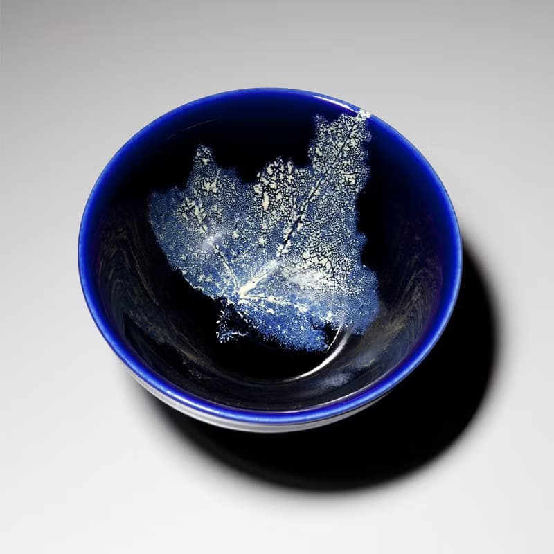 【聖誕節禮物】夢中之葉 木葉藍晶茶杯 70cc 鶯歌燒認證