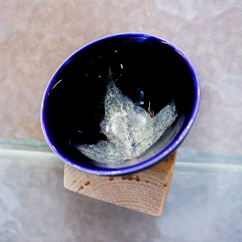 【聖誕節禮物】夢中之葉 木葉藍晶茶杯 70cc 鶯歌燒認證
