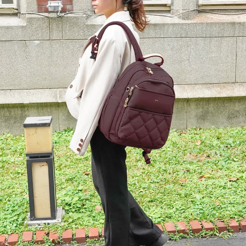秀麗簡約機能款通勤休閒後背包23346-勃根地紅
