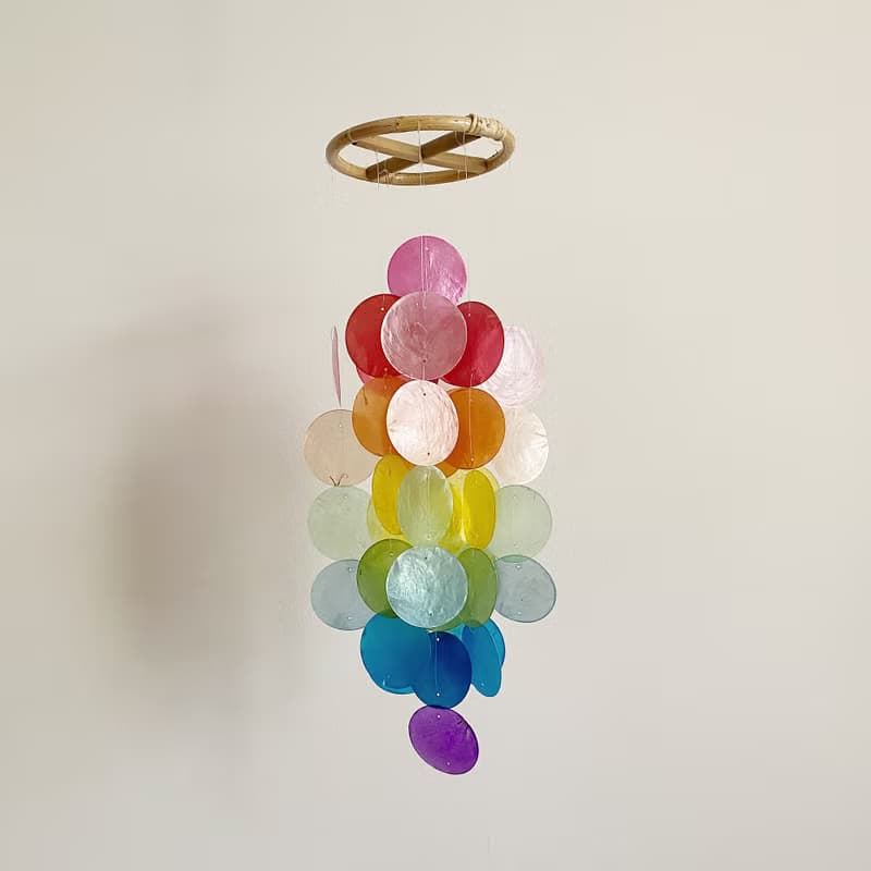 PRE-MADE | Danish Mansion_Rainbow Circle | Capiz Shell Wind Chime Mobile |#0-331