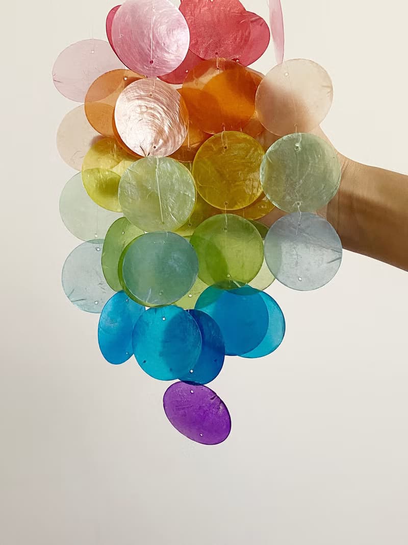 PRE-MADE | Danish Mansion_Rainbow Circle | Capiz Shell Wind Chime Mobile |#0-331