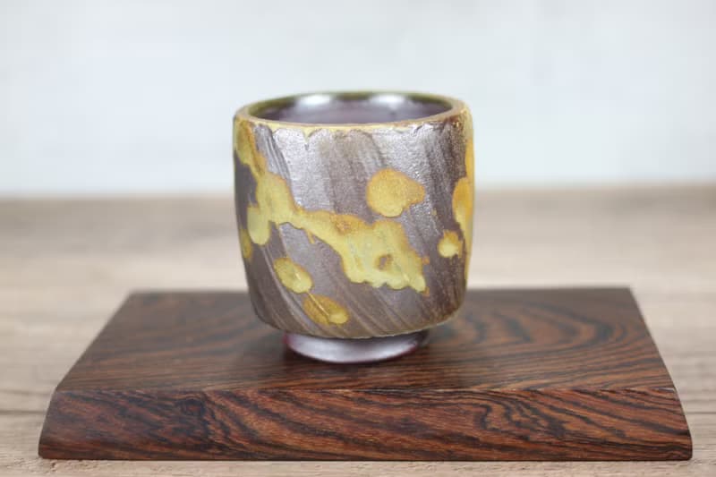 【母親節禮物】切削斑點 手工柴燒 日式茶杯 葉敏祥手作 180ml