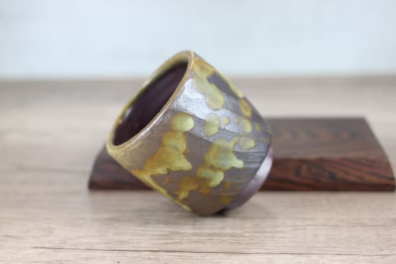 【母親節禮物】切削斑點 手工柴燒 日式茶杯 葉敏祥手作 180ml