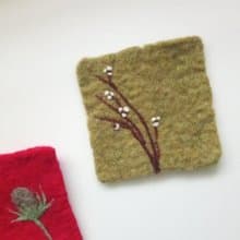 羊毛氈花草系彩色杯墊