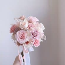 【不凋花乾燥花】粉白色不凋花圓形捧花