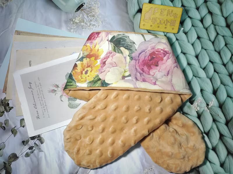 韓國厚棉布料優雅牡丹花款蝴蝶結手作圍脖-不分年齡圍脖-短圍巾