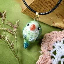 【手作陶藝】香水精油項鍊-綠和尚鸚鵡 手作陶藝 擴香香氛禮盒 聖