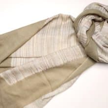 【聖誕禮物】喀什米爾手工古法印染山羊絨豆綠色圍巾披肩輕薄保