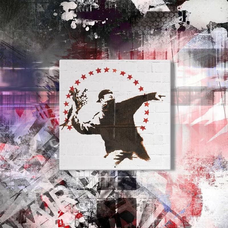 【英國 Banksy】藍牙畫布音箱 聯名款 Love In The Air-擲花者