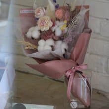 【粉色系棉花索拉花束】生日送禮/祝賀花禮/永生花