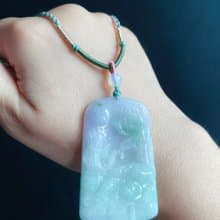 春彩 天然緬甸玉 翡翠 綠底飄花 如魚得水 玉質細膩 吊墜  項鍊