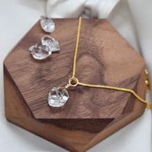 純淨如晨光・赫基蒙/閃靈鑽/雙尖水晶(直式吊墜)項鍊