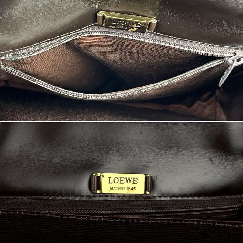 稀有中古二手Loewe咖啡色凱莉包復古包皮革側背包斜孭單肩包小包