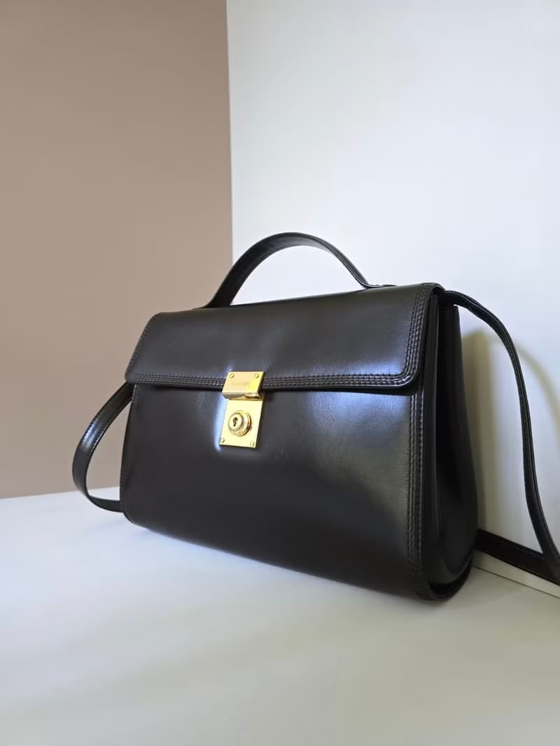 稀有中古二手Loewe咖啡色凱莉包復古包皮革側背包斜孭單肩包小包
