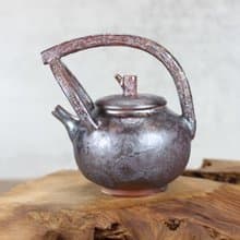 【送禮好物】250ml 天目柴燒 木紋提樑茶壺 葉敏祥手作精品