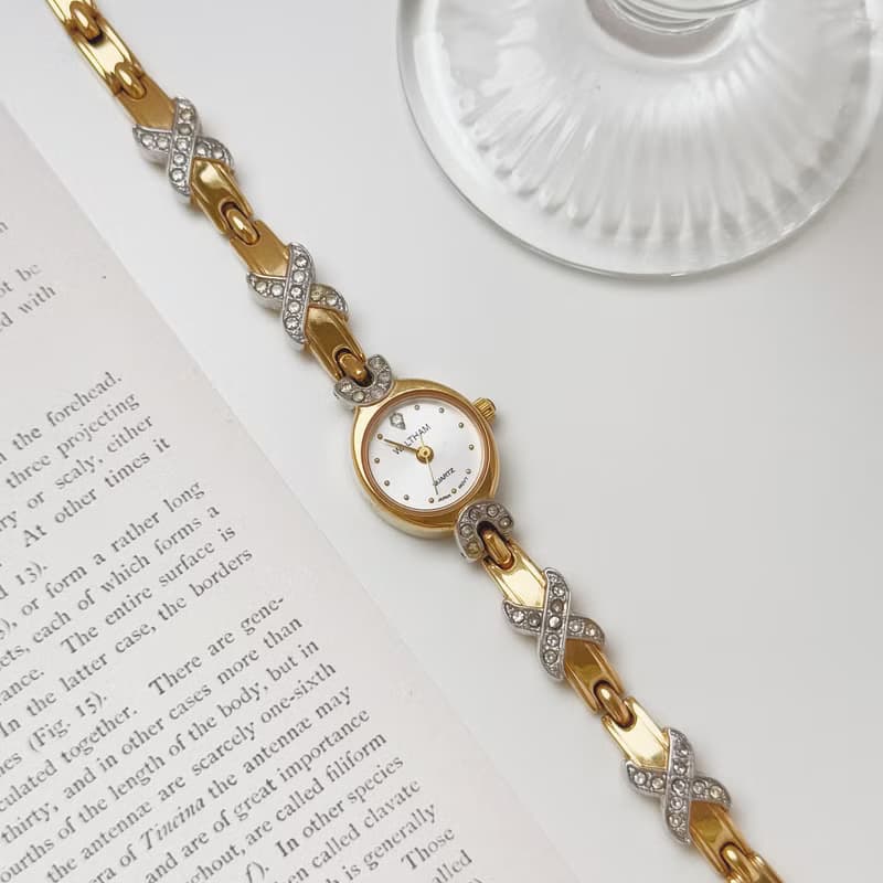 Waltham Two Tone With Rhinestone Bracelet Watch