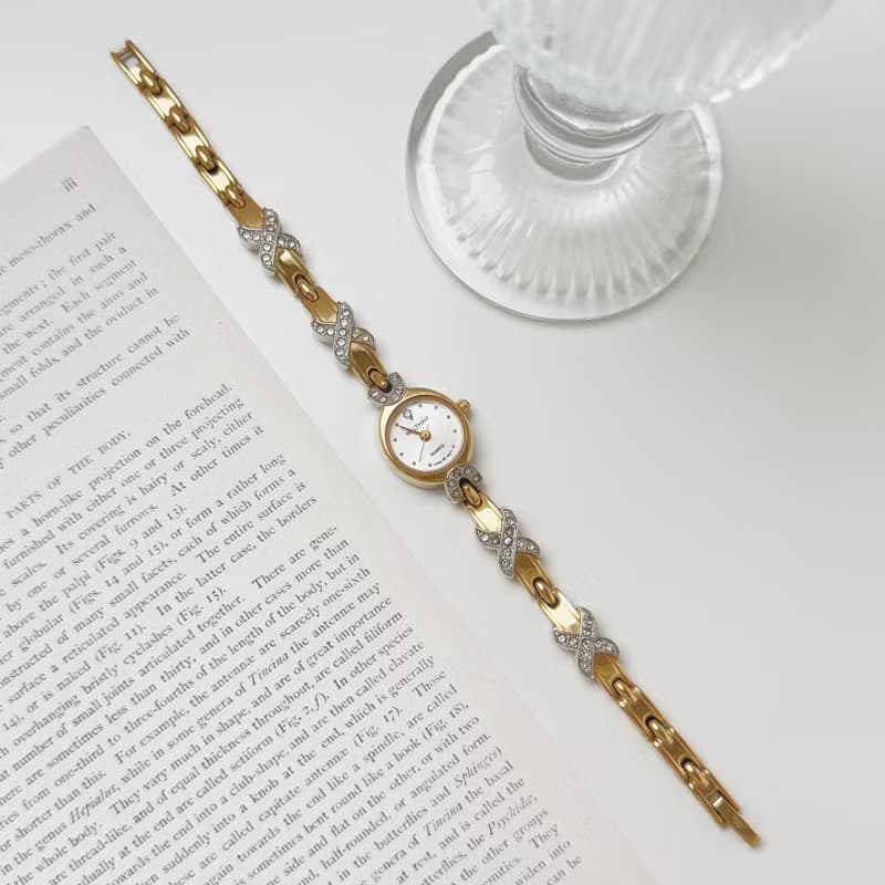 Waltham Two Tone With Rhinestone Bracelet Watch