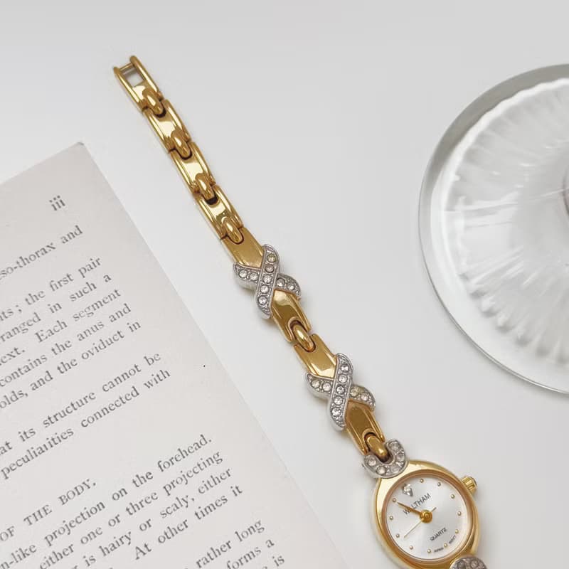 Waltham Two Tone With Rhinestone Bracelet Watch