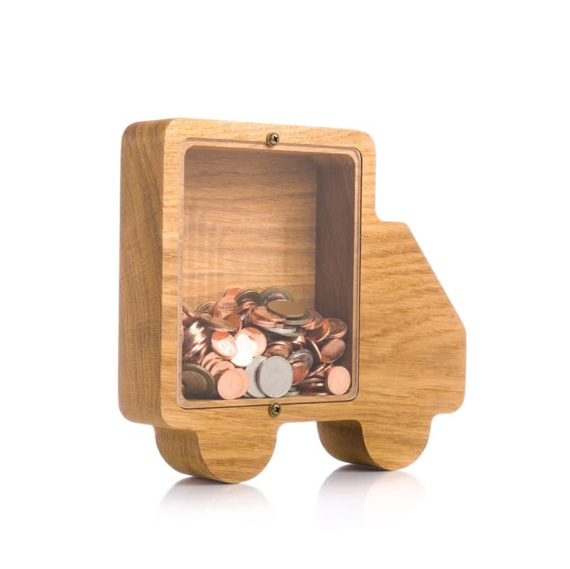 Wood piggy bank TRUCK Personalized coin bank for boys girls adult Tip jar car