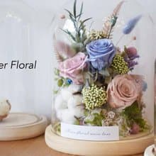 LED燈永生玫瑰大型玻璃罩盅