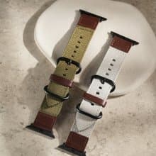 Apple Watch - 帆布雙環拼接真皮錶帶   蘋果錶帶
