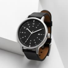 BIJOUONE彼樹灣 B70 黑色 皮帶款 日歷夜光指針防水男女精鋼手錶