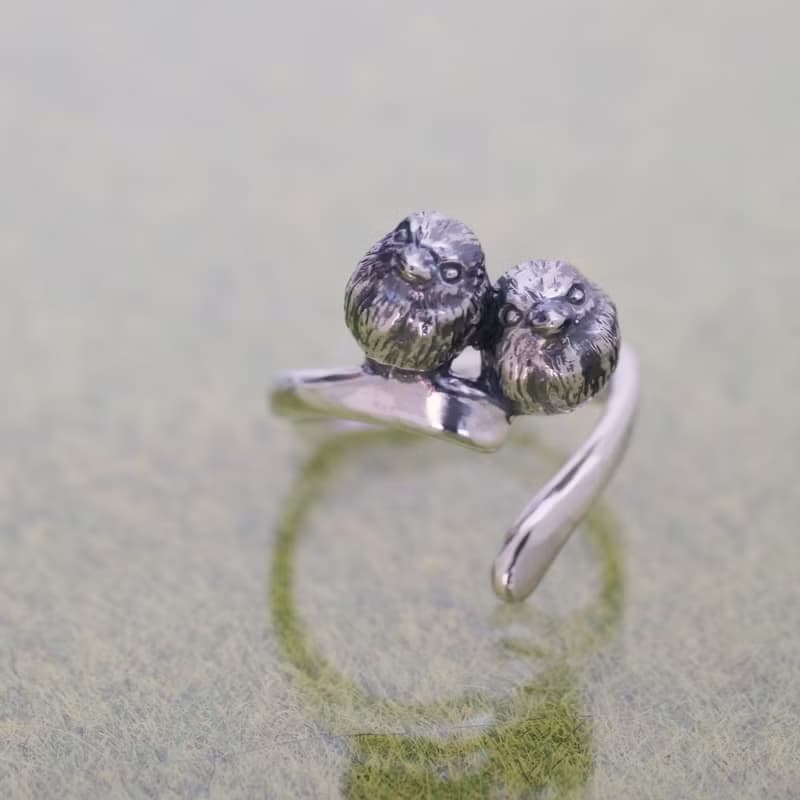 2羽のルリビタキリング