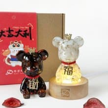 【快速出貨】新春水晶熊禮盒 紅虎眼 月光石 | 新年禮物 賀禮