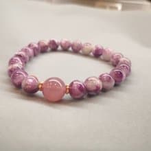 紫鋰雲母圓珠手串 紫水晶 氣質串珠手鍊 天然石 紫色系 半寶石